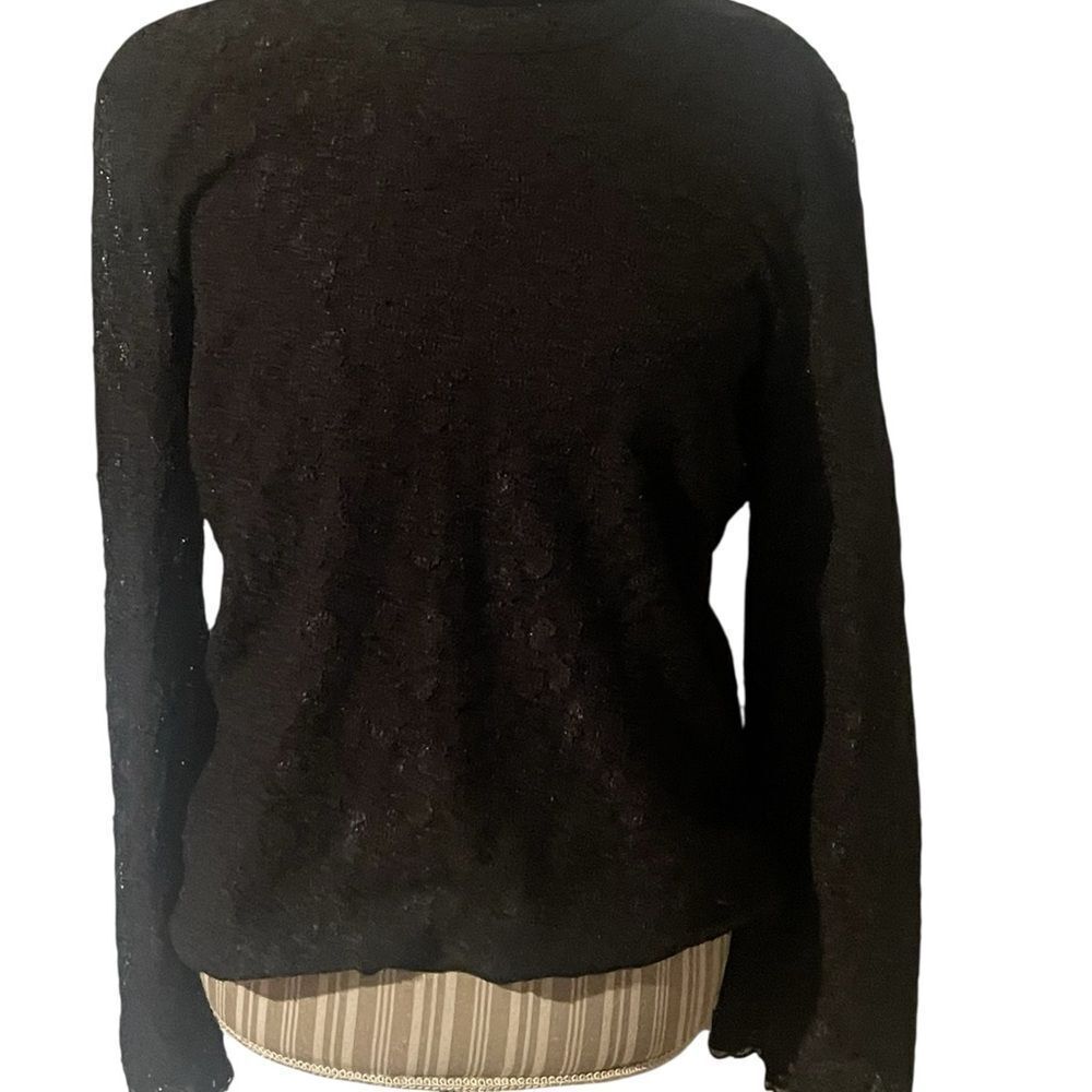Worthington Black Fitted Long Sleeve Blouse size petite XL see pics